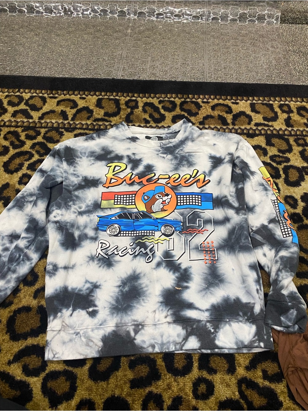 Women’s ' Racing Tie-Dye Sweatshirt - Gray & White